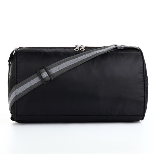 Сумка спортивная на молнии, боковой карман/сетка, регулируемый ремень, маленький размер, чёрная/синяя