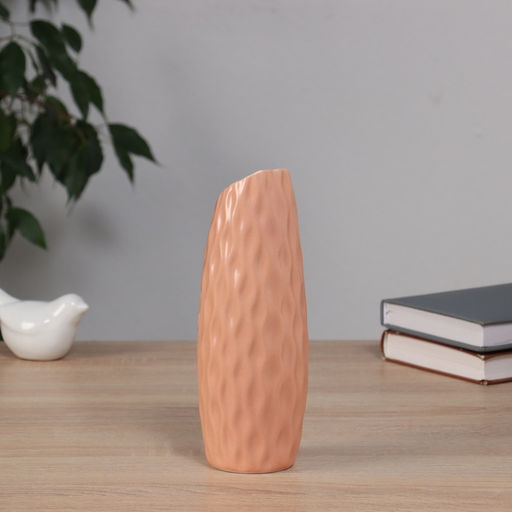 Ваза Теган, бочка скос, 20.5?6.5 см, керамика, персиковая