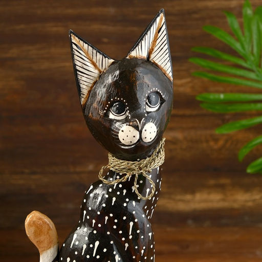 Сувенир дерево "Кошка с цветком и завязкой" 5,5х12х50 см