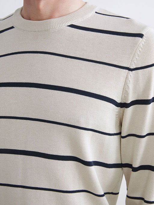 Bisiklet Yaka ?izgili Erkek Triko Kazak