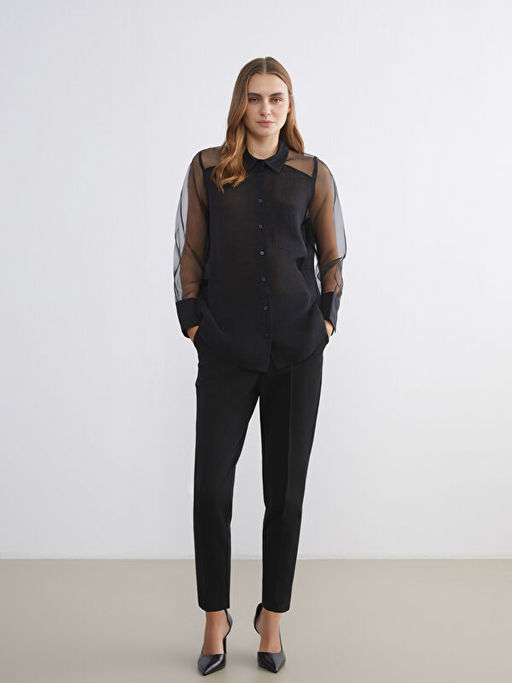 Transparan Detayl? Oversize Kad?n G?mlek