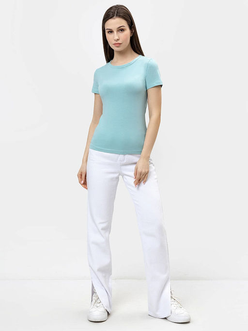 Однотонная базовая женская футболка в мятном цвете - Mark formelle фото 2
