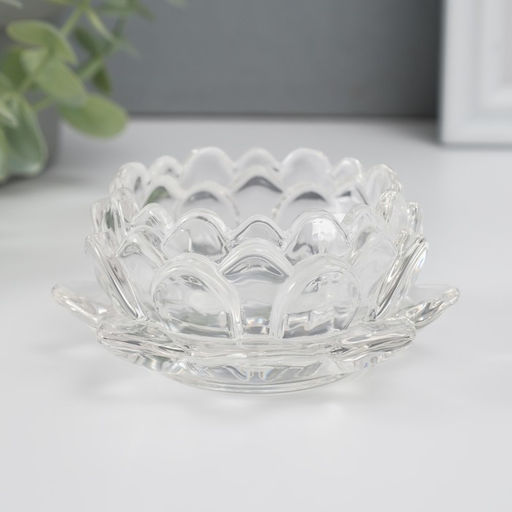 Стеклянный подсвечник на 1 свечу Лотос, прозрачный, 4?9.5?9.5 см