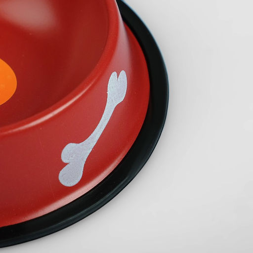 Миска с косточками, железная с нескользящим основанием 15 х 3,5 см, 150 мл, красная - Пижон фото 3