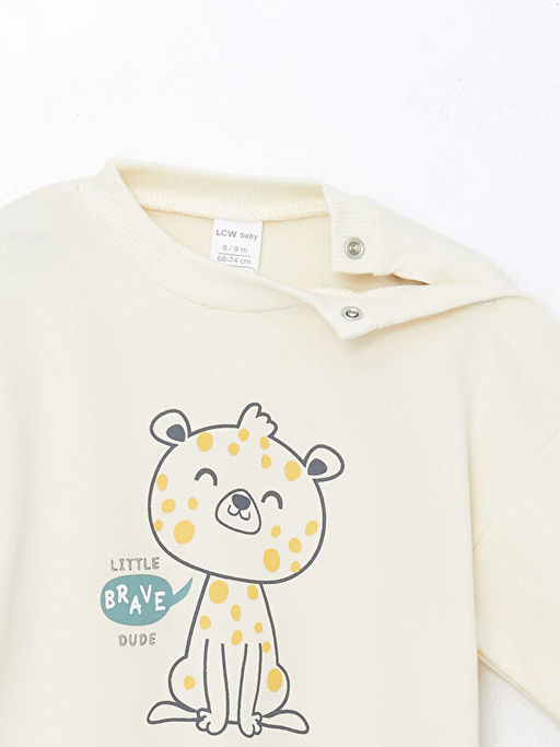 Bisiklet Yaka Uzun Kollu Bask?l? Erkek Bebek Sweatshirt