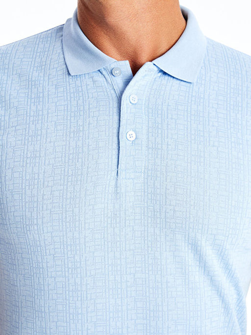 Polo Yaka K?sa Kollu Desenli Erkek Ti??rt