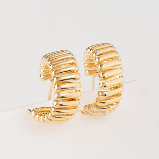 Серьги металл Геометрия дорожка акары, цвет золото, d=3.3 см