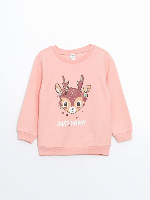 Bisiklet Yaka Bask?l? K?z Bebek Sweatshirt ve E?ofman Alt 2li - Waikiki фото 2