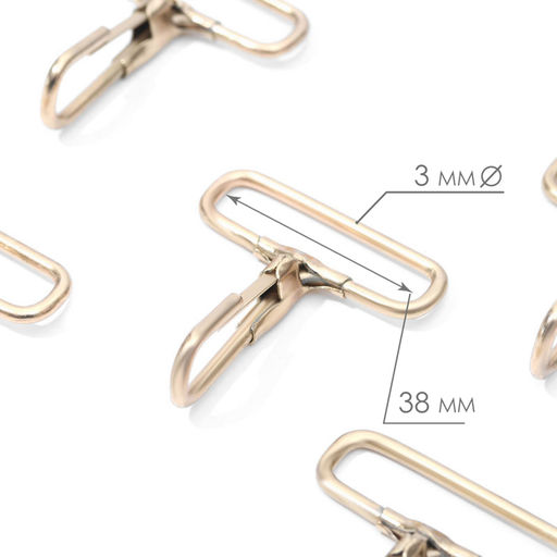 Карабин металлический, 50×45 мм / 38×3 мм, 5 шт., цвет золотой