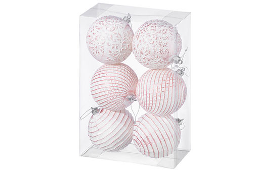 Набор 6 новогодних шаров 9,5*9,5 см Винтаж розовый с эффектом старины - Elan gallery фото 6