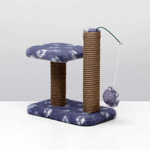 Когтеточка для котят двойная, 30 х 20 х 34 см, джут, серая с лапками - Пижон фото 9