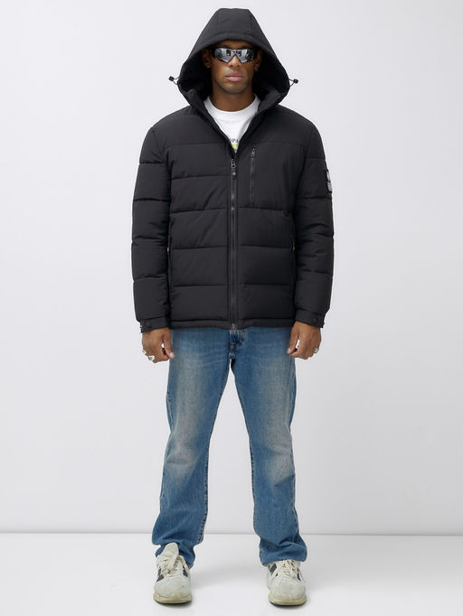 Куртка спортивная мужская зимняя большого размера черного цвета 617Ch - Wonderrman фото 6