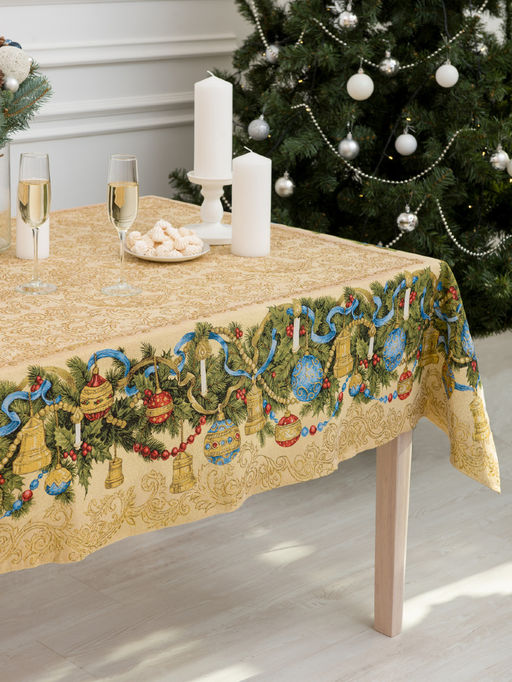 Новогодние шары - гобеленовая скатерть 140х140 см - Гобеленглавснаб фото 4