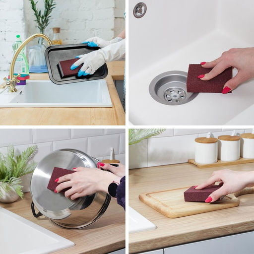 Цена за 3 шт. Губки для посуды Raccoon Чудо-губка, 2 шт., чистящие,10.575 см  фото 4