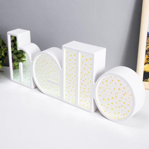 Фигурка светящаяся RISALUX «Хеллоу», LED-ночник, USB, от батареек 3×АА, белый, 36×13×4 см