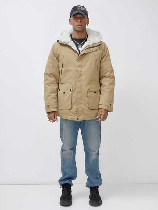 Парка мужская зимняя удлиненная с мехом хаки цвета 8753G - Mtforce фото 12