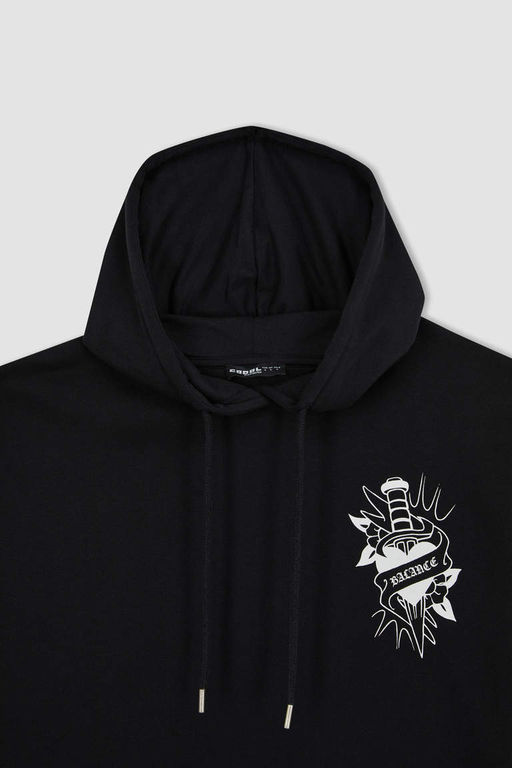 Толстовка из плотной ткани с капюшоном и принтом Cool Oversize - Defacto фото 7