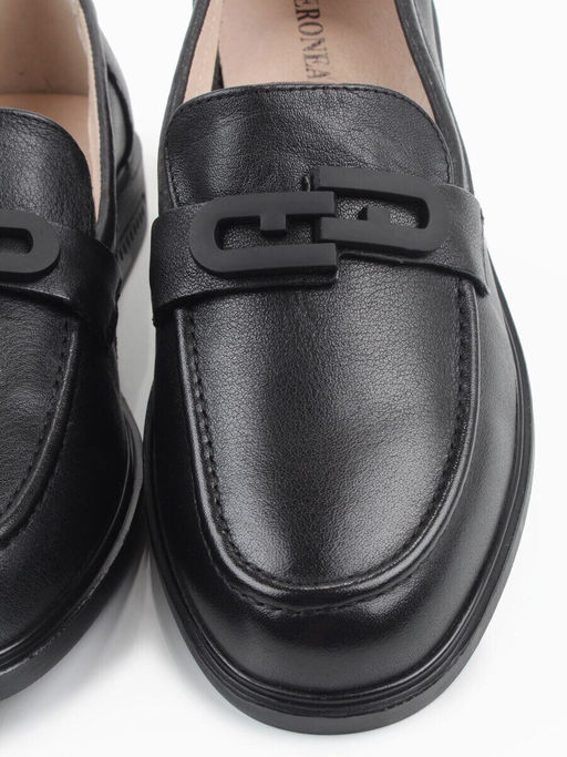 03-DEB4-1 BLACK Лоферы женские (натуральная кожа)