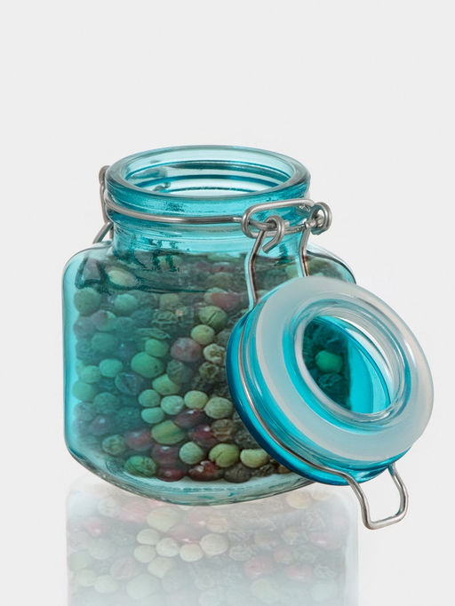 Банка для хранения сыпучих «Квадрат», 100 мл, 5.5×8 см, с бугельным замком, стекло, МИКС