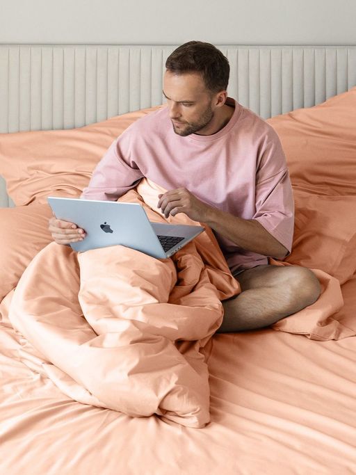 Постельное белье Моноспейс 2сп Max + 4 наволочки, персиковый