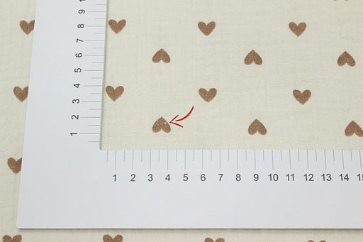 Муслин двухслойный с эф.жатости Бежевые сердечки цв.сливочный, ш.1.4м, хлопок-100%, 120гр/м.кв - Купава фото 6