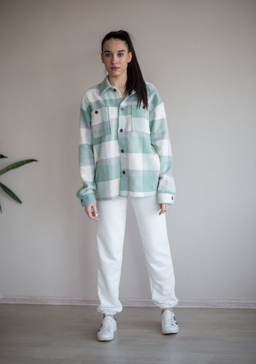 512 Рубашка клетка, мятный - Knitka wear фото 5