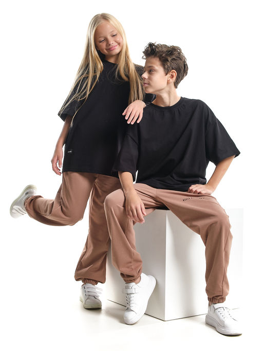 Спортивные брюки трикотажные 22-7999 коричневый - Mini maxi фото 5