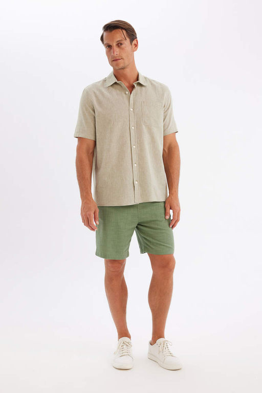 Рубашка стандартного кроя с воротником поло и короткими рукавами - Defacto фото 2