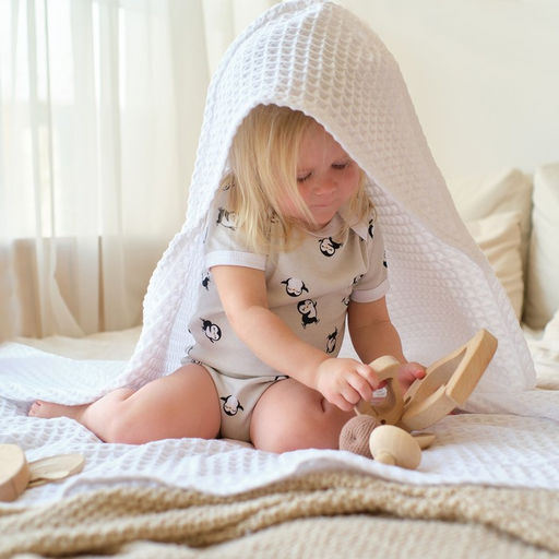 Полотенце уголок вафельное Крошка Я Boho 120х120 см, цвет белый, 100% хлопок, 290 г/м2  фото 3