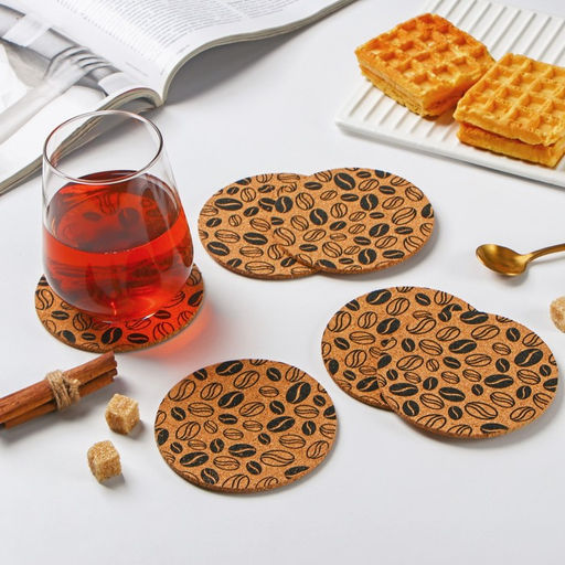 Набор подставок под горячее Доляна «Кофе», под кружку, пробка, 6 шт., d=10 см