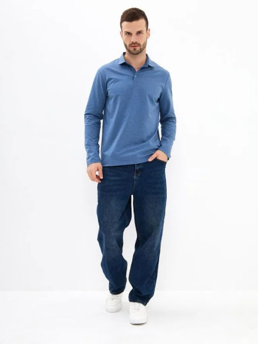 Джемпер мужской с воротником поло GREG G155-TD1246-LT9322-1 (джинс)  фото 5