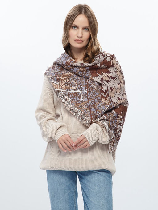 Платок жен. шелк+шерсть+мод 120х120 E16-8225-16 - Eleganzza фото 4