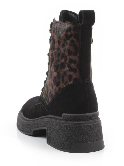 01-DMD-D269 BLACK/LEOPARD Ботинки демисезонные женские (натуральная замша, байка)