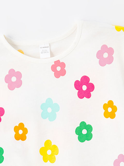 Bisiklet Yaka ?i?ek Desenli K?z Bebek Ti??rt - Waikiki фото 2