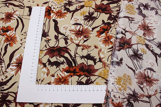 Креп-вискоза с эфф.жатости Музыка цветов цв.песочный, ш.1.4м, вискоза-100%, 120гр/м.кв - Купава фото 3