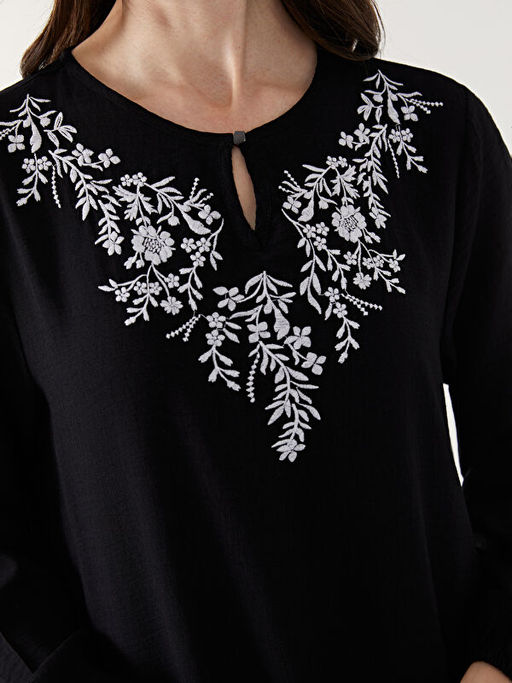 Bisiklet Yaka ?i?ekli Elbise