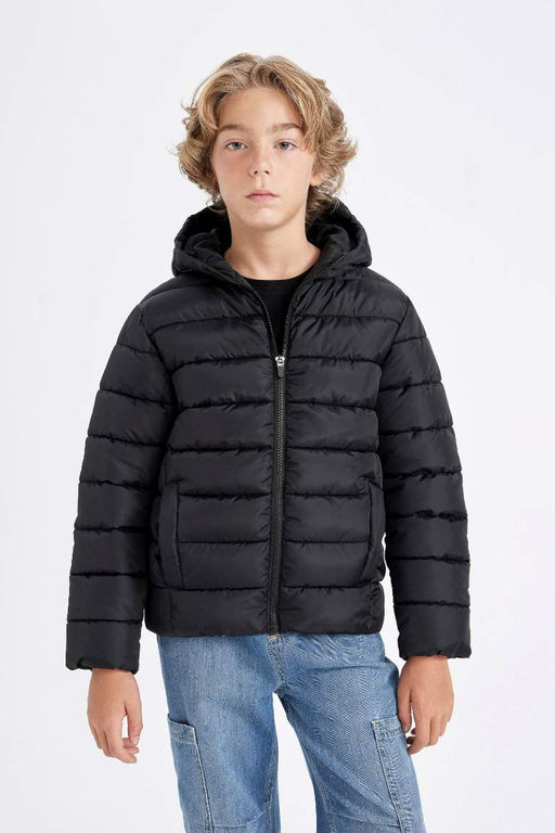 Водоотталкивающая куртка-пуховик с капюшоном для мальчиков - Defacto фото 4