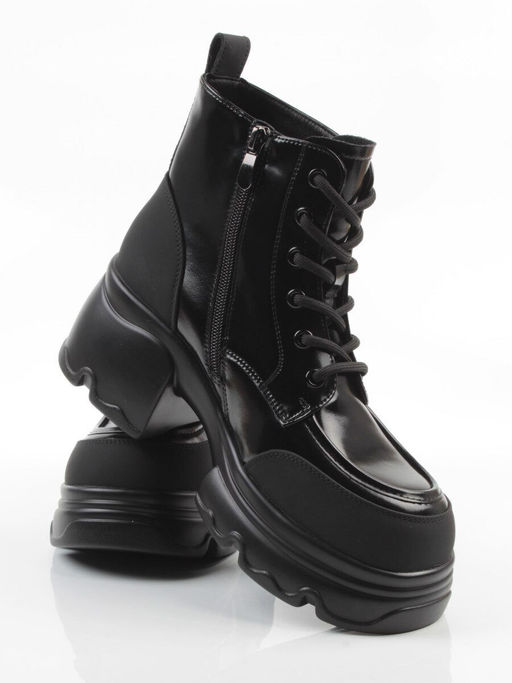 01-F591-1 BLACK Ботинки демисезонные женские (натуральная кожа, искусственная кожа) - Фабричный китай фото 13