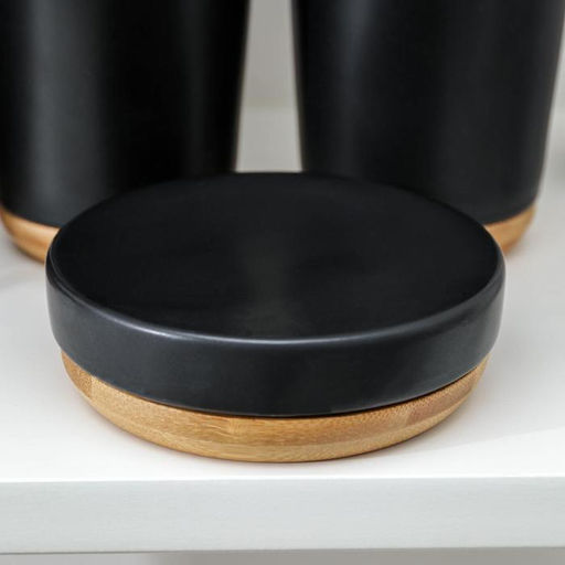 Аксессуары для ванной Эко, 4 предмета, мыльница, дозатор для мыла, 2 стакана, чёрные - Simaland фото 2