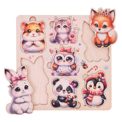 Пазл вкладыш деревянный Няшки милашки цветной - Задира фото 2