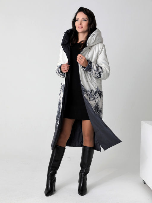 24406 Пальто двухстороннее серый/графит