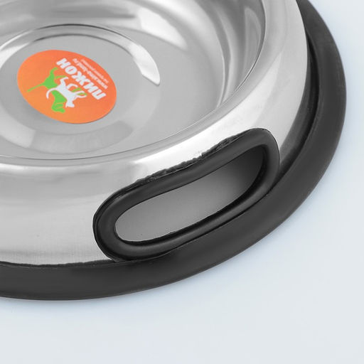 Миска с нескользящим основанием округлая с ручкой, 470 мл - Пижон фото 2