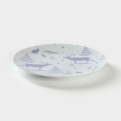 Цена за 2 шт. Тарелка новогодняя Добрушский завод Зимний лес, d=20 см, фарфор, белая