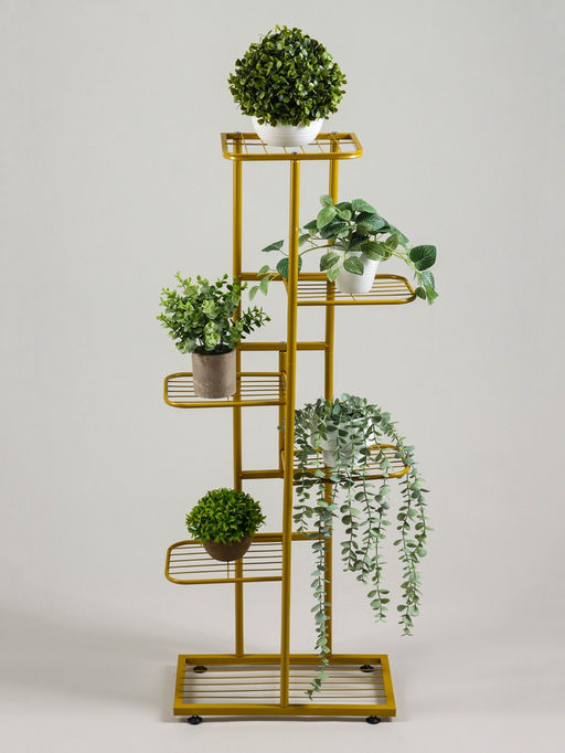 Подставка для цветов Greengo, 6 полок, 44×22×105 см, напольная, металл, цвет золотой