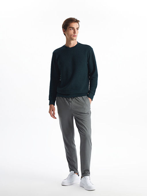 Bisiklet Yaka Uzun Kollu Erkek Sweatshirt