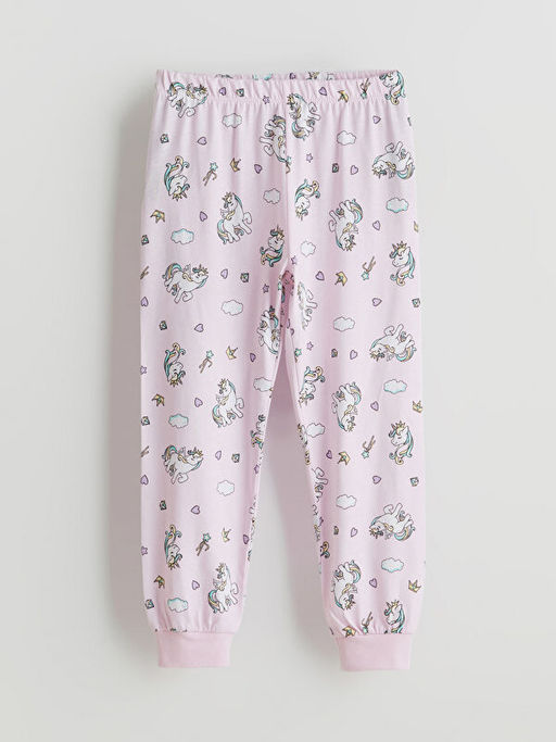 Bisiklet Yaka Bask?l? K?z ?ocuk Pijama Tak?m?