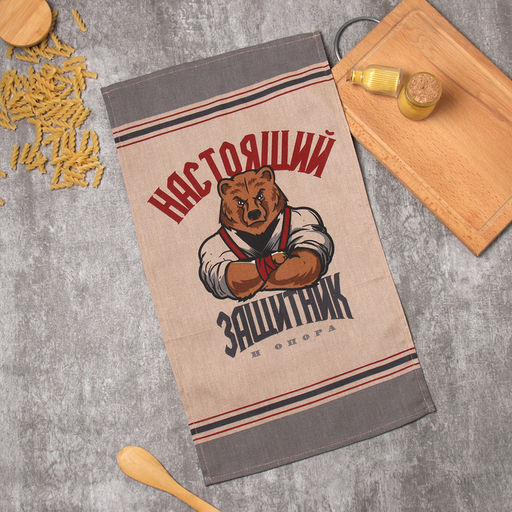Кухонное полотенце Доляна. Настоящий защитник, 35?60 см, 100% хлопок, рогожка 160 г/м?