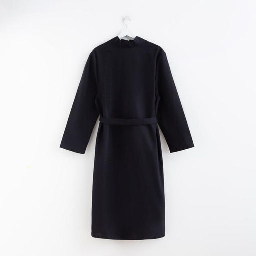 Халат вафельный мужской удлинённый Экономь и Я размер 46-48, цвет чёрный, 100% хлопок, 200 г/м²