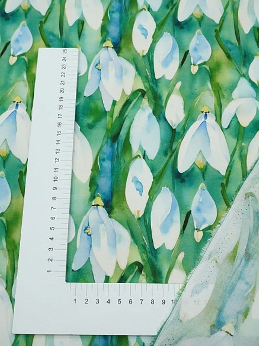 Штапель Премиум (Digital) Акварельные крокусы, ш.1.45м, вискоза-100%, 120гр/м.кв - Купава фото 8