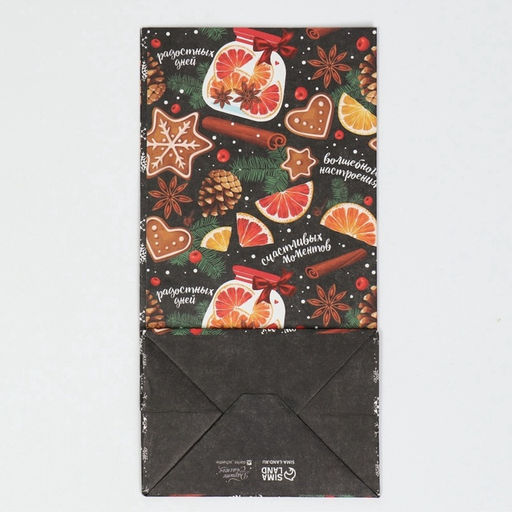 Цена за 10 шт. Пакет подарочный без ручек новогодний «Счастливых моментов», 10×19.5×7 см